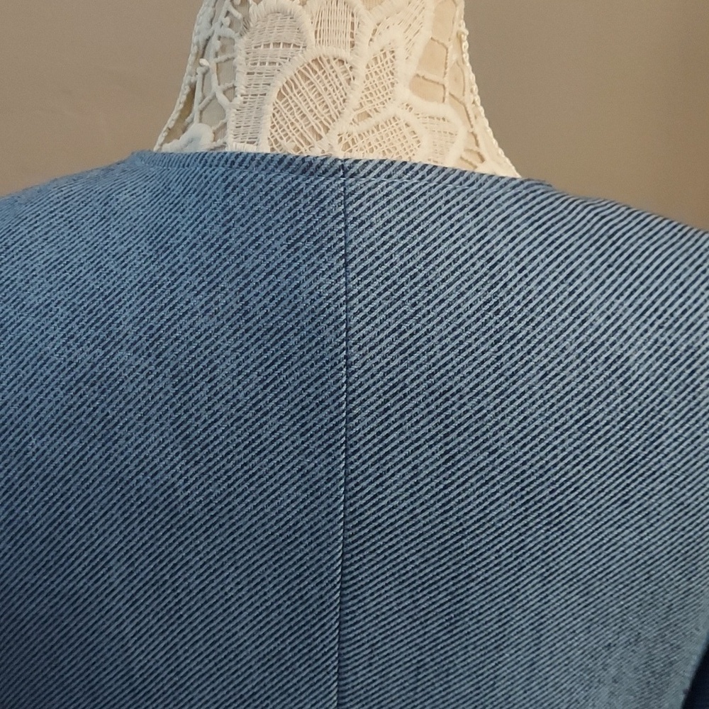 CHICOS Elongated Indigo Open Front Longline Blazer Jacket - Picture 11 of 12